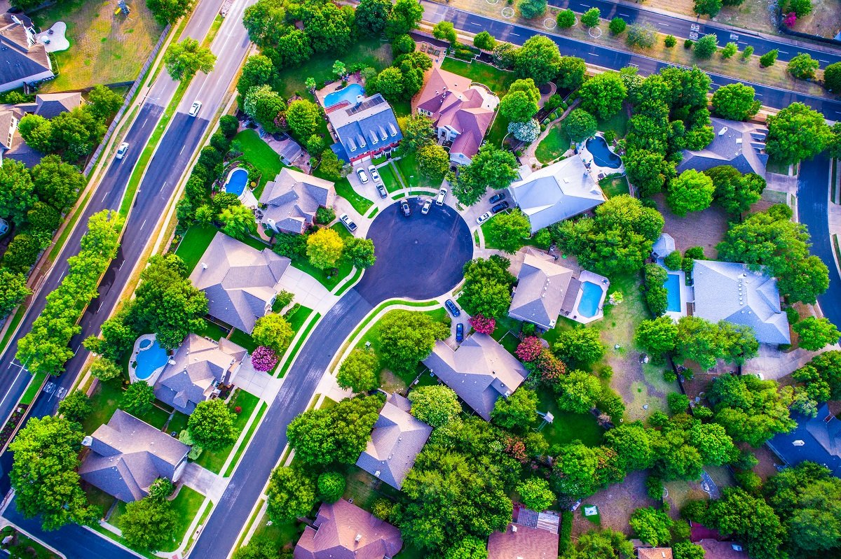North Austin aerial shot of homes